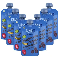 7x Ella's Kitchen Knijpzakje 4+ m Blauwe Bes Appel Banaan 120 gr^Ellas Kitchen