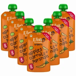 Sale 7x Ella's Kitchen Knijpzakje 4+ m Wortels Appels Pastinaak 120 gr Baby & Peutervoeding