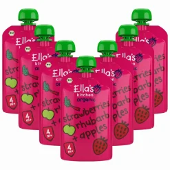 Baby & Peutervoeding<Ellas Kitchen 7x Ella's Kitchen Strawberry Rhubarb & Apple 4+ m 120 gr