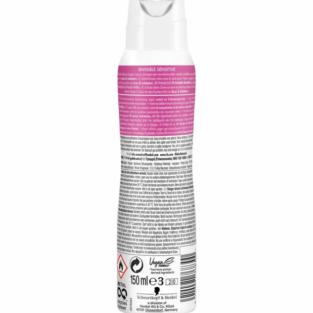 Hot 6x Deodorant Spray Invisible Sensitive 150 ml Deodorant