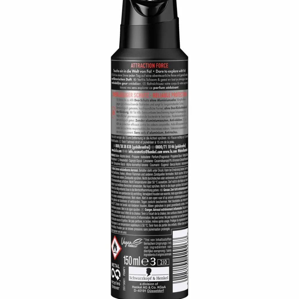 Discount 6x Men Deodorant Spray Attraction Force 150 ml Deodorant
