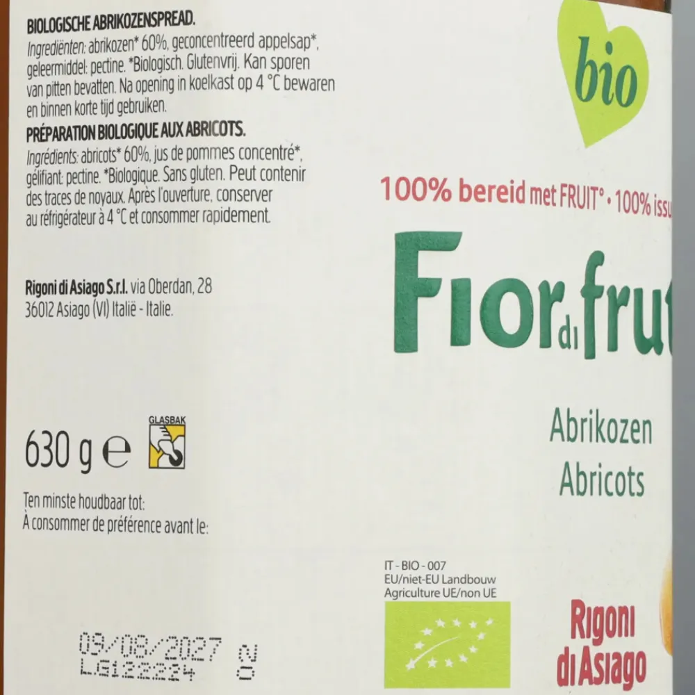 Beleg<Fiordifrutta 3x Biologische Jam Abrikozen 630 gr