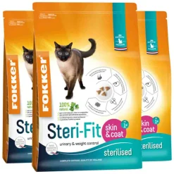 Kattenvoer<Fokker 3x Steri-Fit Kattenvoer Skin & Coat 2,5 kg