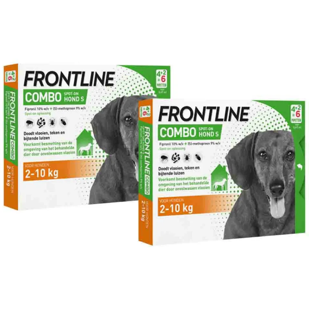 2x Combo Spot On Anti Vlooien en Teken Druppels Hond 2 - 10 kg 6 pipetten^Frontline Online