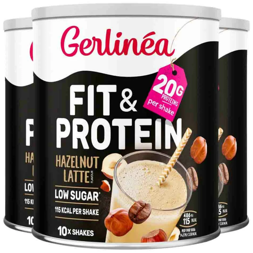 Sale 3x Fit & Protein Hazelnut Latte 340 gr Dranken