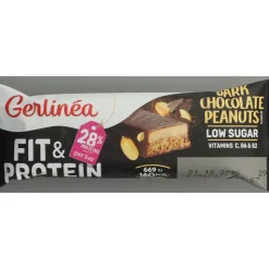New 16x Fit & Protein Reep Dark Chocolate Peanuts 45 gr Maaltijdvervangers|Snacks & Tussendoortjes