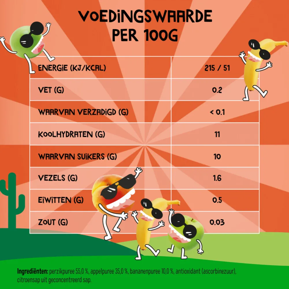 Baby & Peutervoeding<Goodies 6x Knijpfruit Smoothie Perzik, Banaan & Appel 100 gr