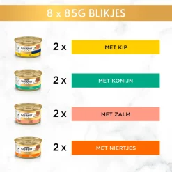 Online 6x Gold Mousse Kip - Zalm - Niertjes - Konijn 8 x 85 gr Kattenvoer