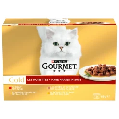 Best 4x Gold Multipack Fijne Hapjes Rood 12 x 85 gr Kattenvoer
