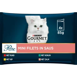 Outlet 12x Perle Mini Filets in Saus Multipack 4 x 85 gr Kattenvoer