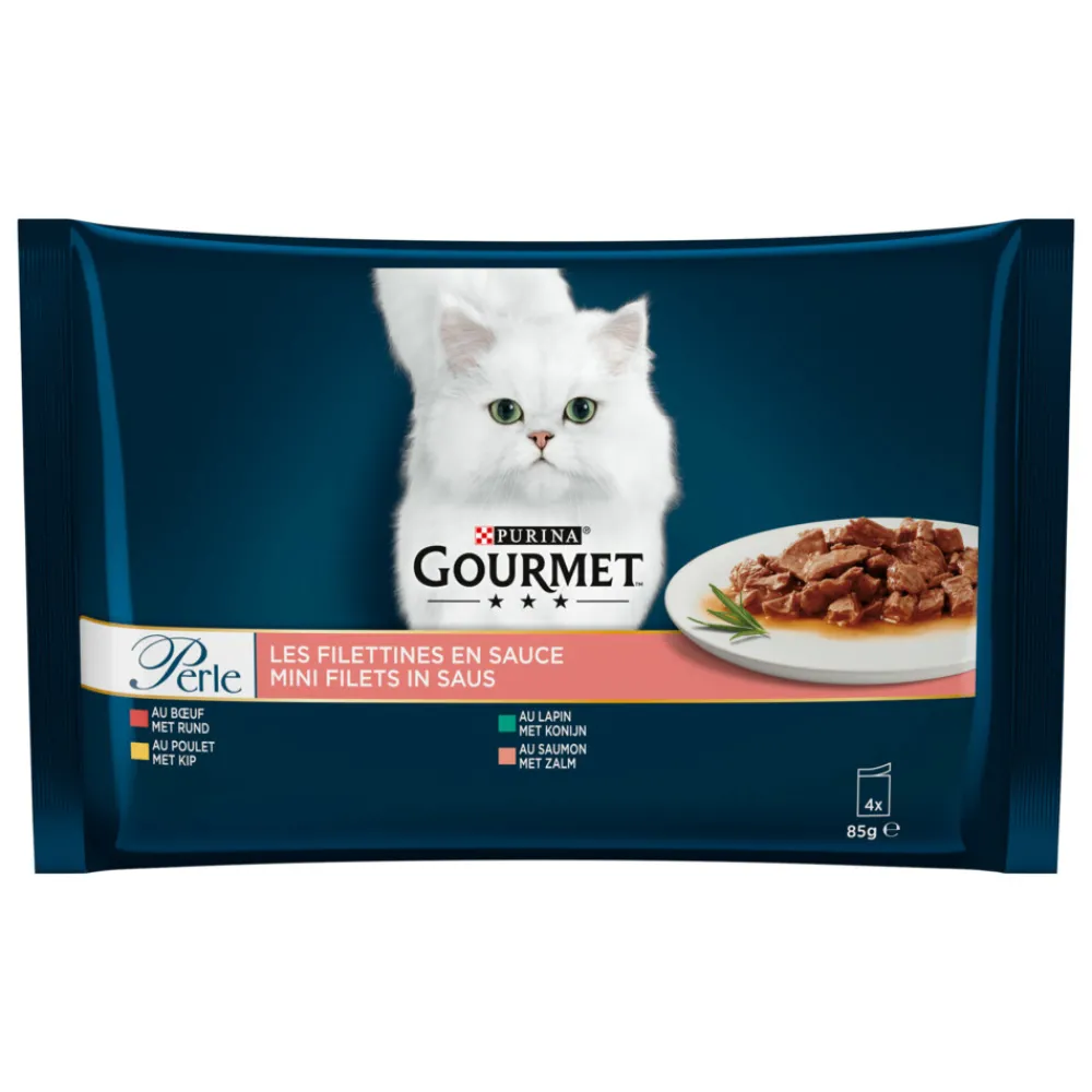 Outlet 12x Perle Mini Filets in Saus Multipack 4 x 85 gr Kattenvoer