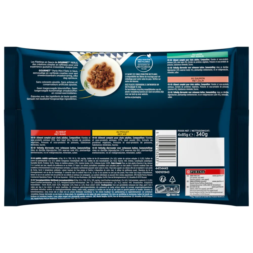 Outlet 12x Perle Mini Filets in Saus Multipack 4 x 85 gr Kattenvoer