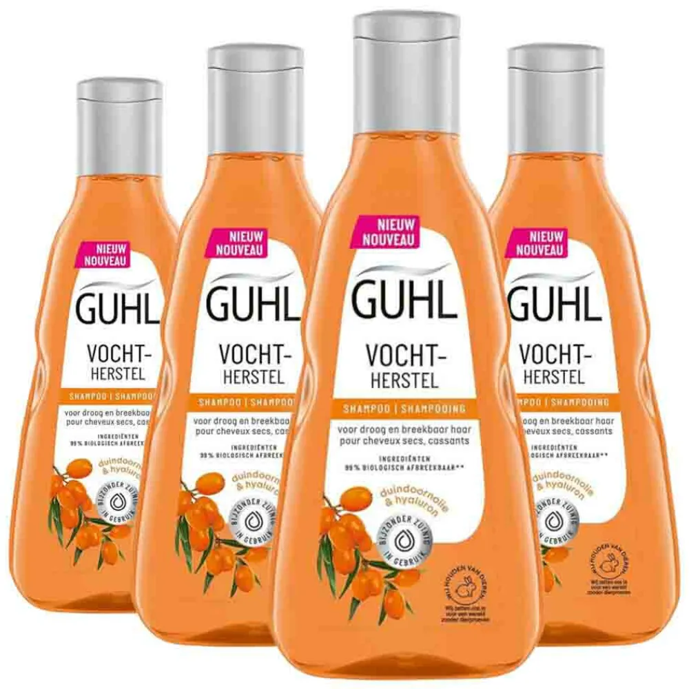4x Vochtherstel Shampoo 250 ml^Guhl Hot
