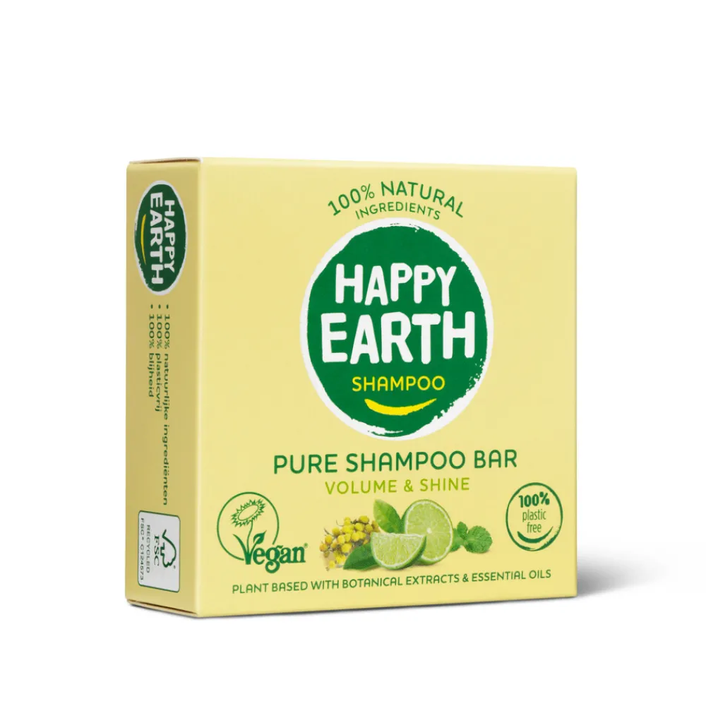 Shampoo<Happy Earth 6x 100% Natuurlijke Shampoo Bar Volume & Shine 70 gr