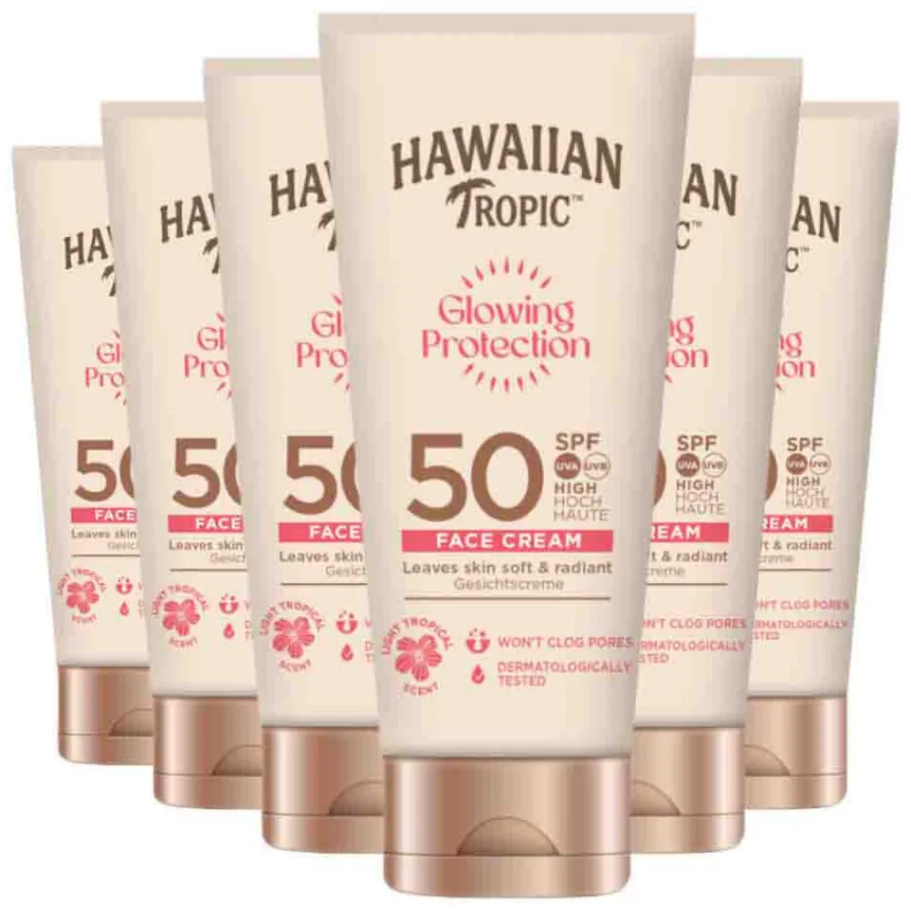 Zonbescherming<Hawaiian Tropic 6x Zonnebrand Glowing Protection Face Cream SPF 50 50 ml