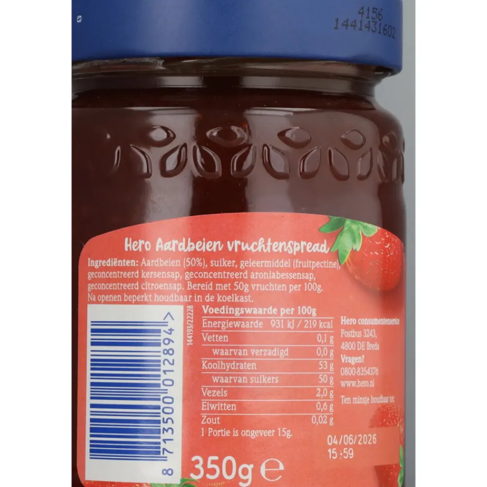 Beleg<Hero 3x Fruitspread Aardbeien 350 gr