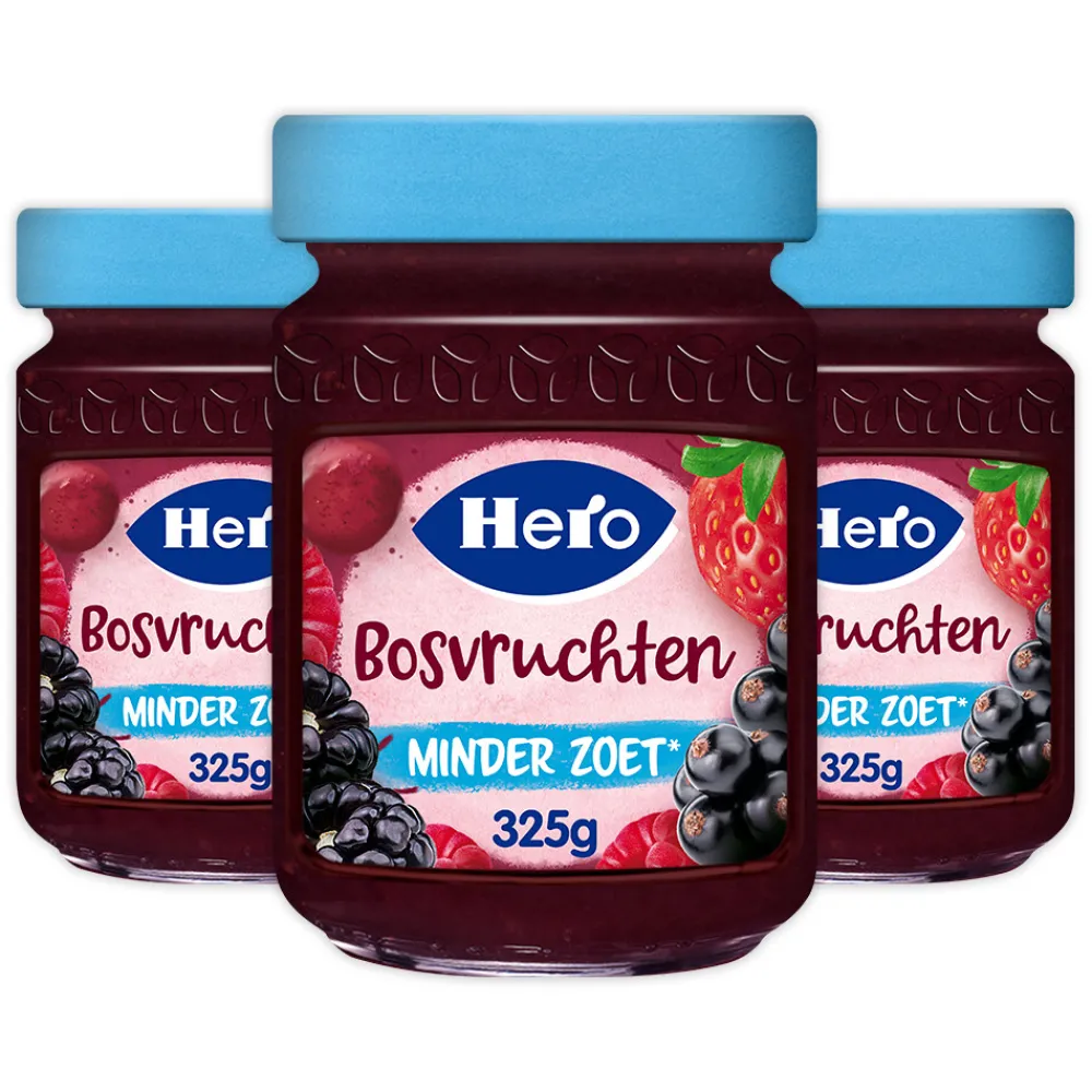 Discount 3x Jam Minder Zoet Bosvruchten 325 gr Beleg