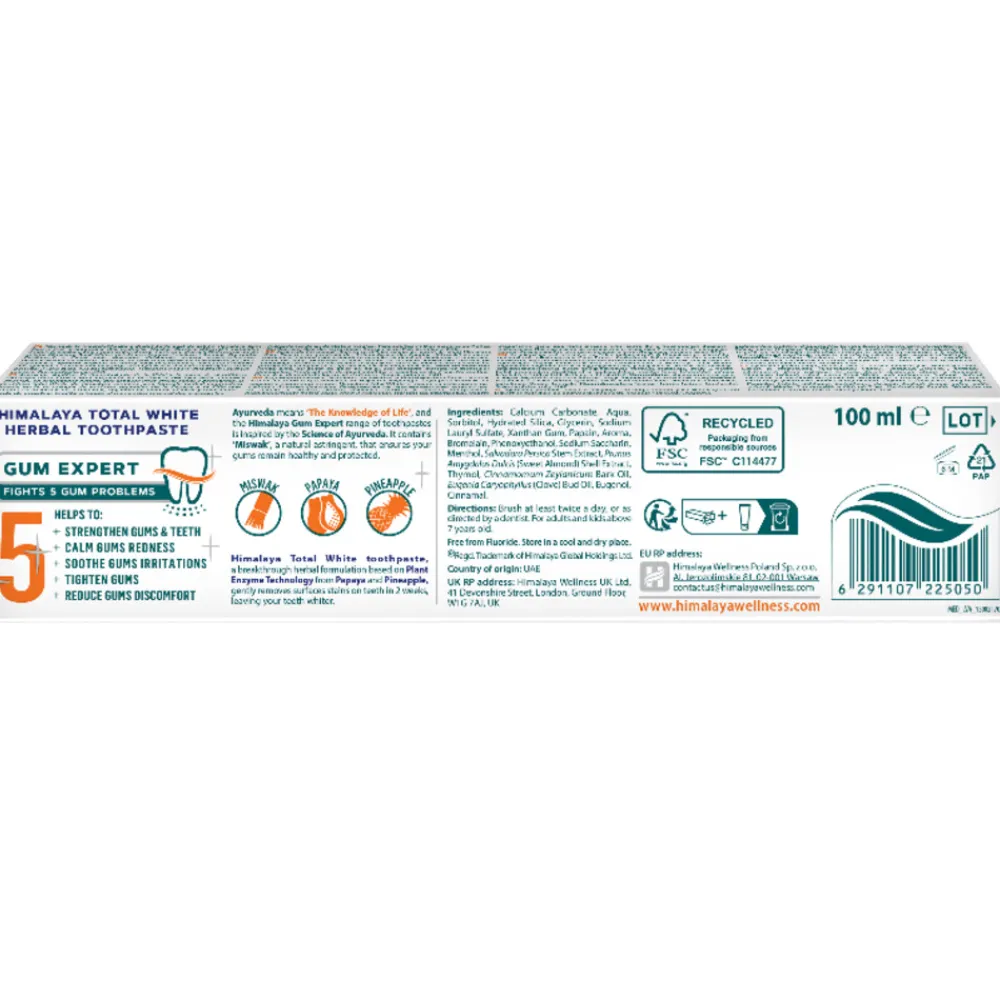 Spoelen & Poetsen<Himalaya Herbals 3x Gum Expert XL Tandpasta Total White 100 ml