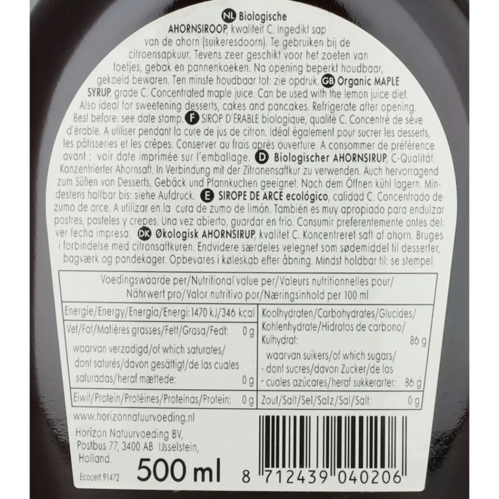 3x Ahornsiroop C-Graad Bio 500 ml^Horizon Hot