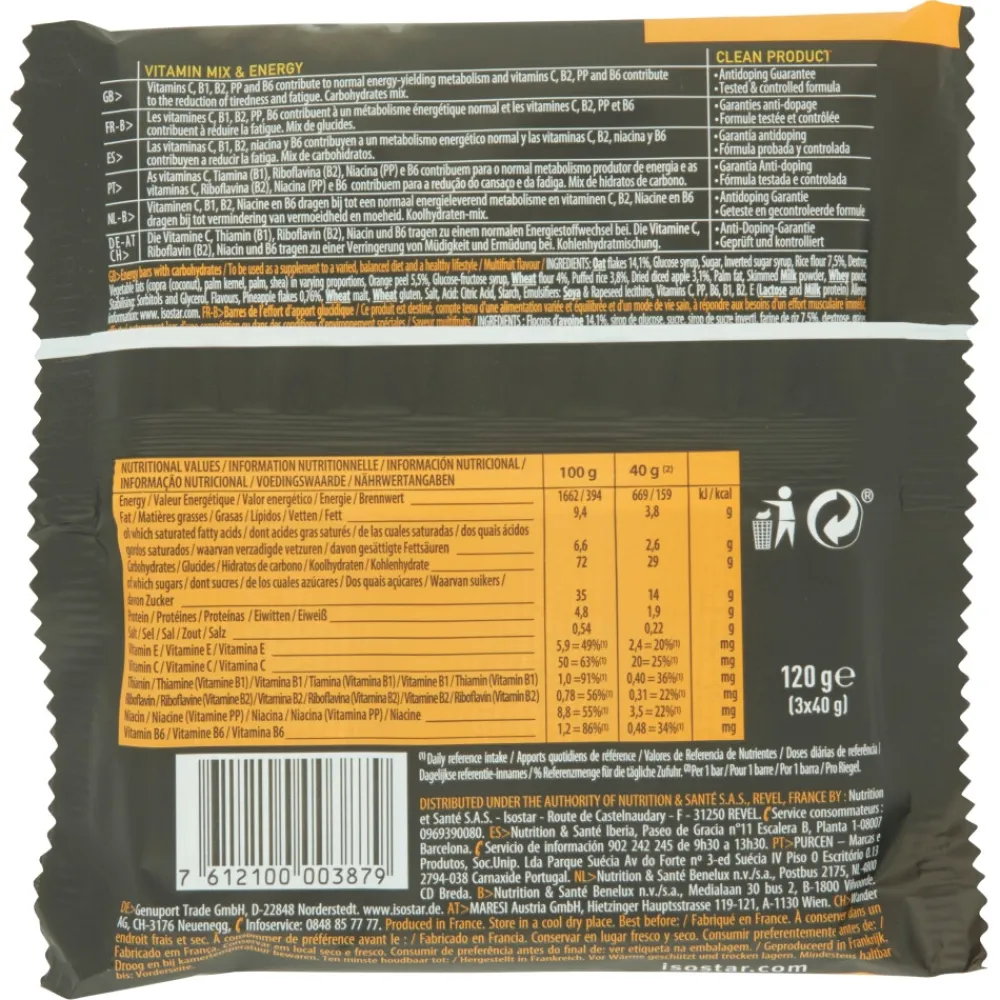 12x High Energy Sportreep Multifruits 3 x 40 gr^Isostar Outlet