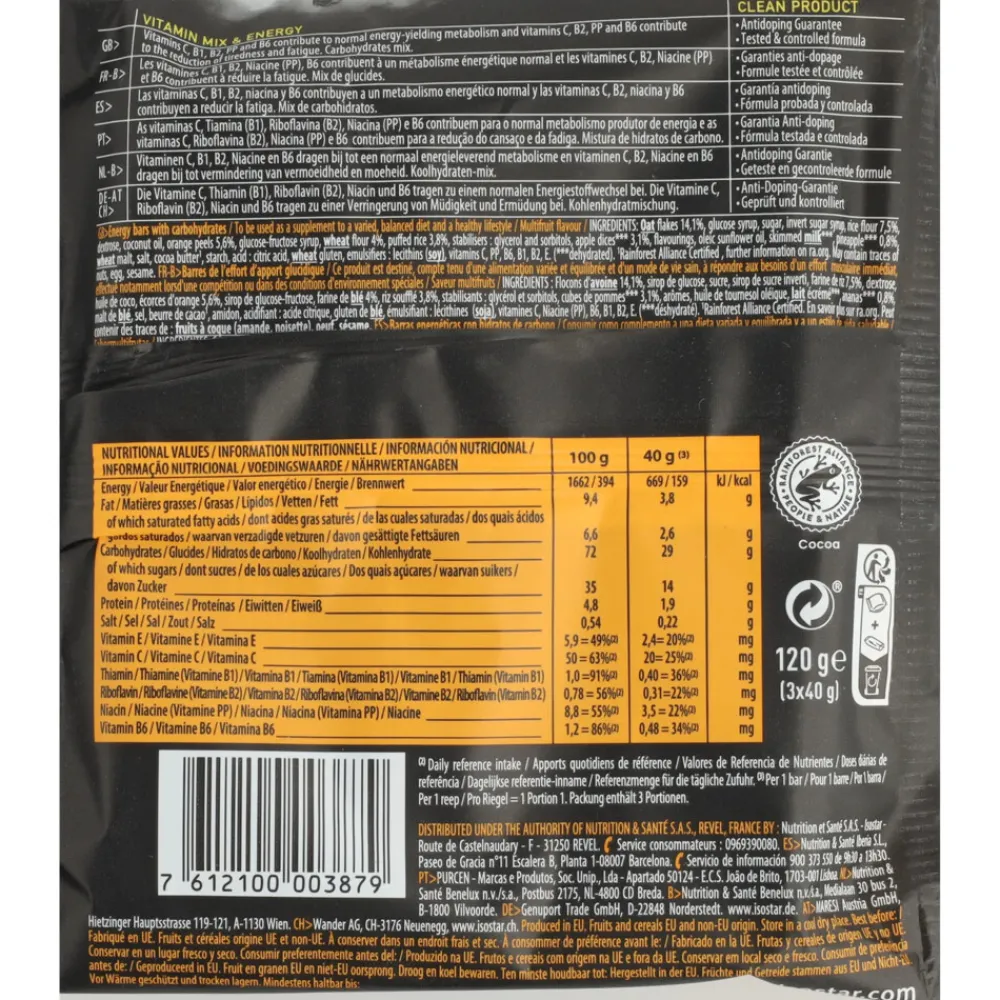 12x High Energy Sportreep Multifruits 3 x 40 gr^Isostar Outlet