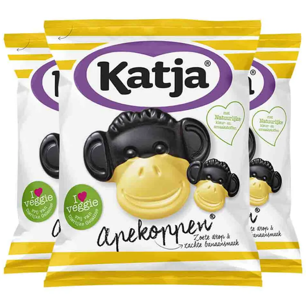Snoep<Katja 3x Apekoppen 65 gram