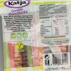 Snoep<Katja 3x Gevulde Zure Stick mix 125 gr