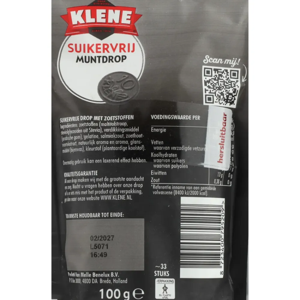 Outlet 3x Muntdrop Suikervrij 105 gr Snoep