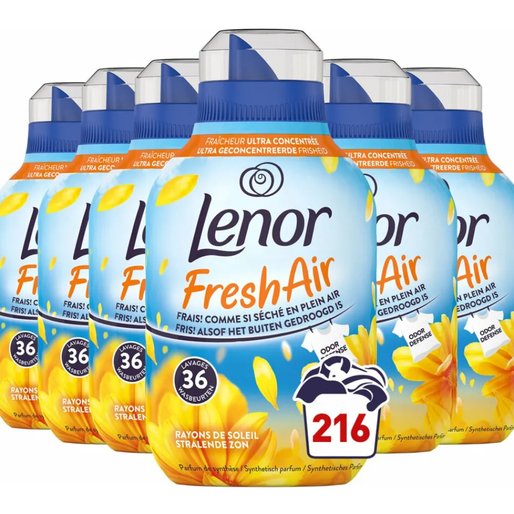 Wasverzachter<Lenor 6x Wasverzachter Fresh Air Zonnestralen 36 Wasbeurten 504 ml