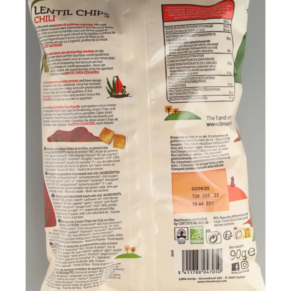12x Lentil Chips Chili 90 gr^Lima Best