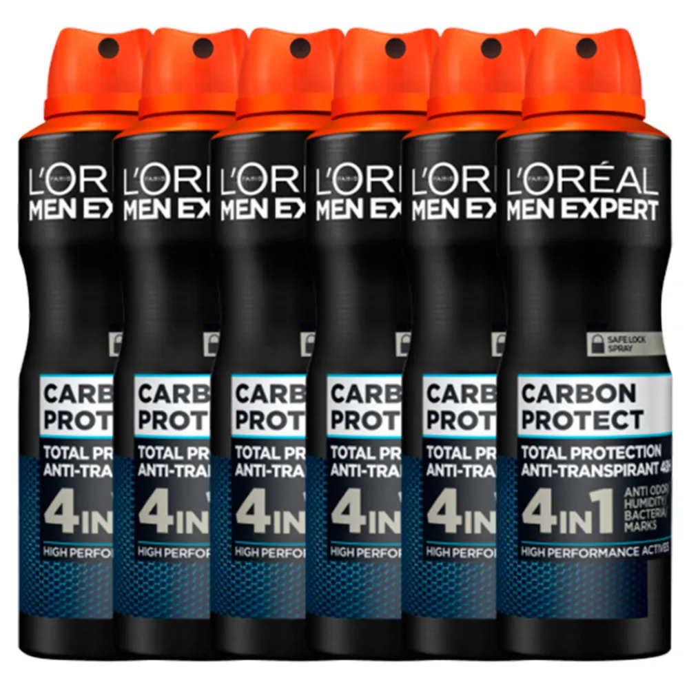 Deodorant<LOréal 6x L'Oréal Men Expert Deodorant Spray Carbon Protect 150 ml