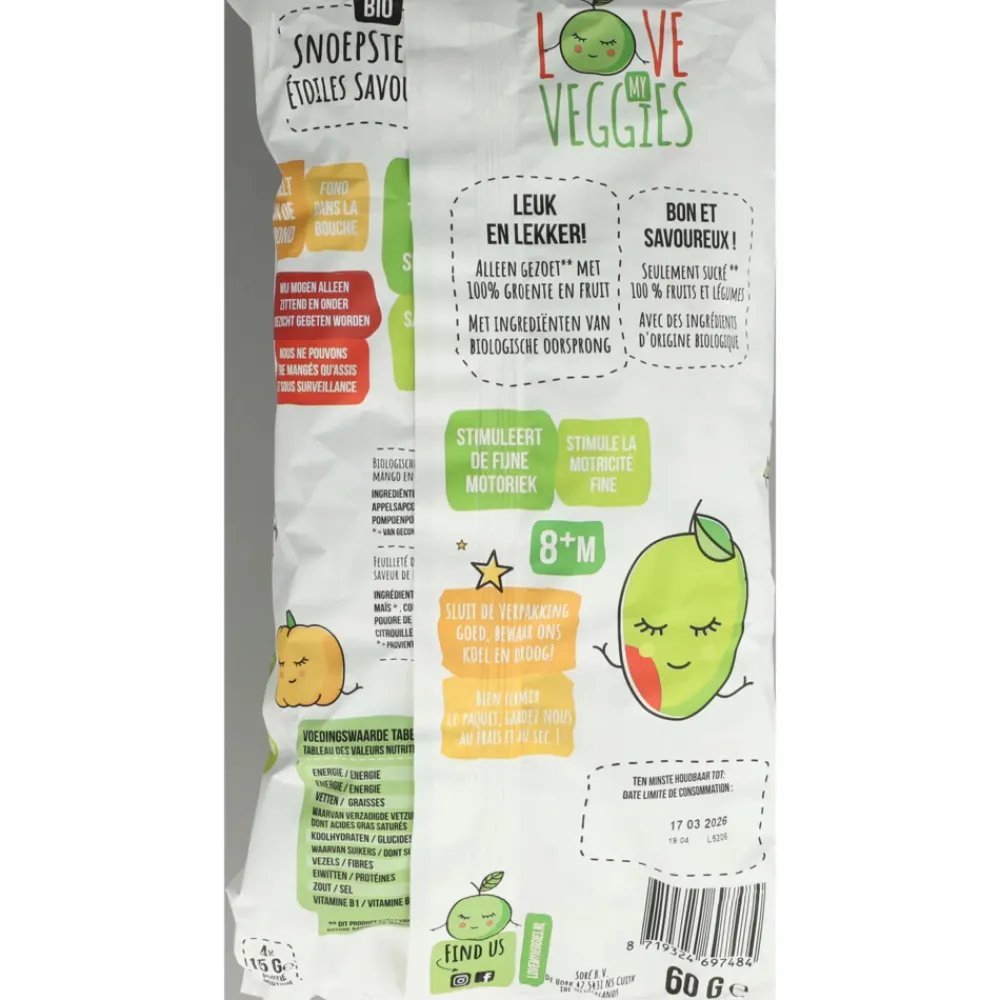 Outlet 4x Multipack Snoepsterren Mango Pompoen 4x15 gr Baby & Peutervoeding