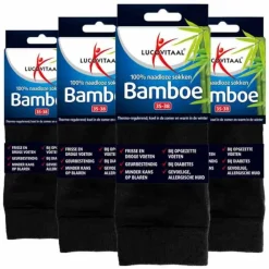 4x Bamboe Sok Lang Zwart Maat 35-38 1 paar^Lucovitaal Hot