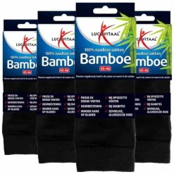4x Bamboe Sok Lang Zwart Maat 43-46 1 paar Steunkousen|Zelfzorg