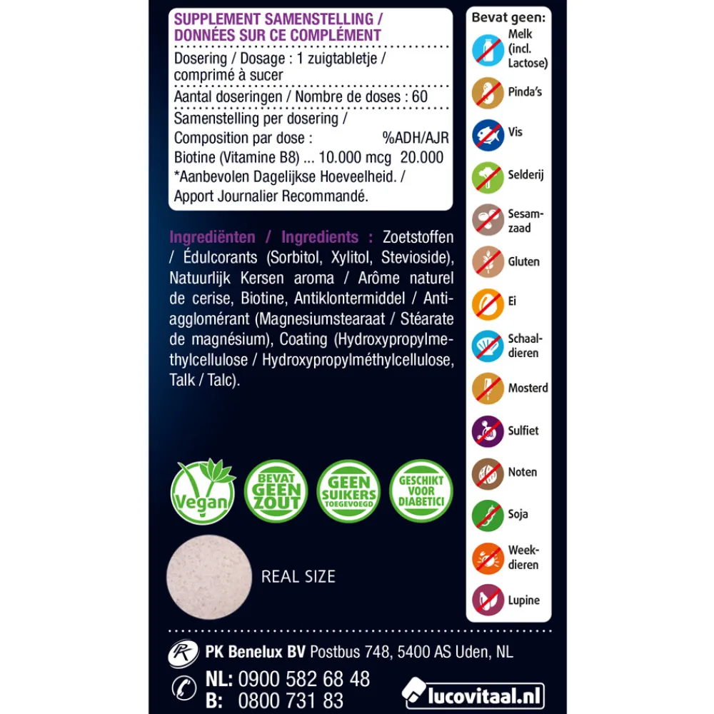 Online 2x Biotine 10.000 mcg Forte 60 zuigtabletten Vitaminen