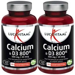 2x Calcium 500mg + D3 20 mcg Kauwtabletten 90 kauwtabletten^Lucovitaal Clearance