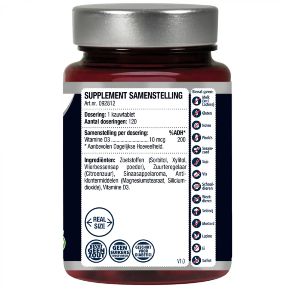 Vitaminen<Lucovitaal 2x D3 10 mcg (400Ie) Vitamine Vegan Kauwtabletten 60 kauwtabletten