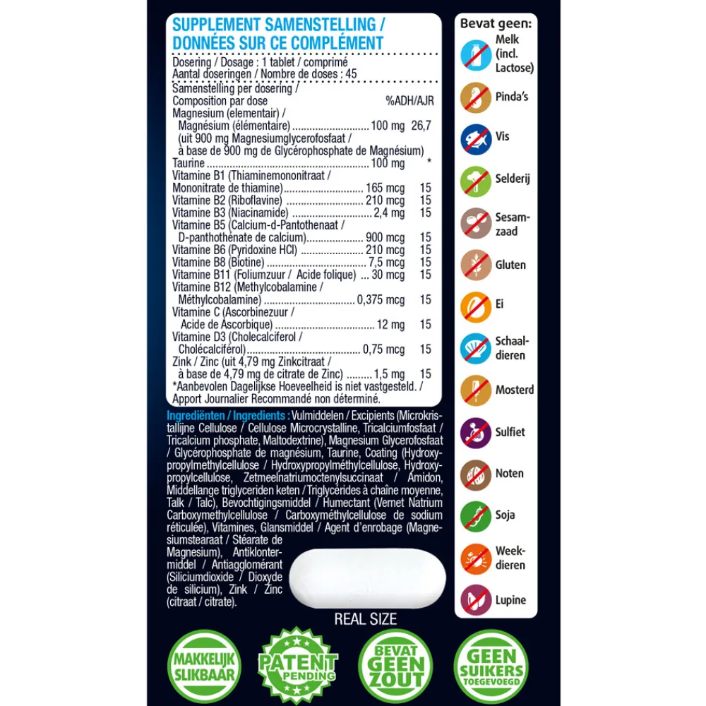 2x Magnesium Spanning, Stress en Vermoeidheid 45 tabletten Rustgevend & Slapen