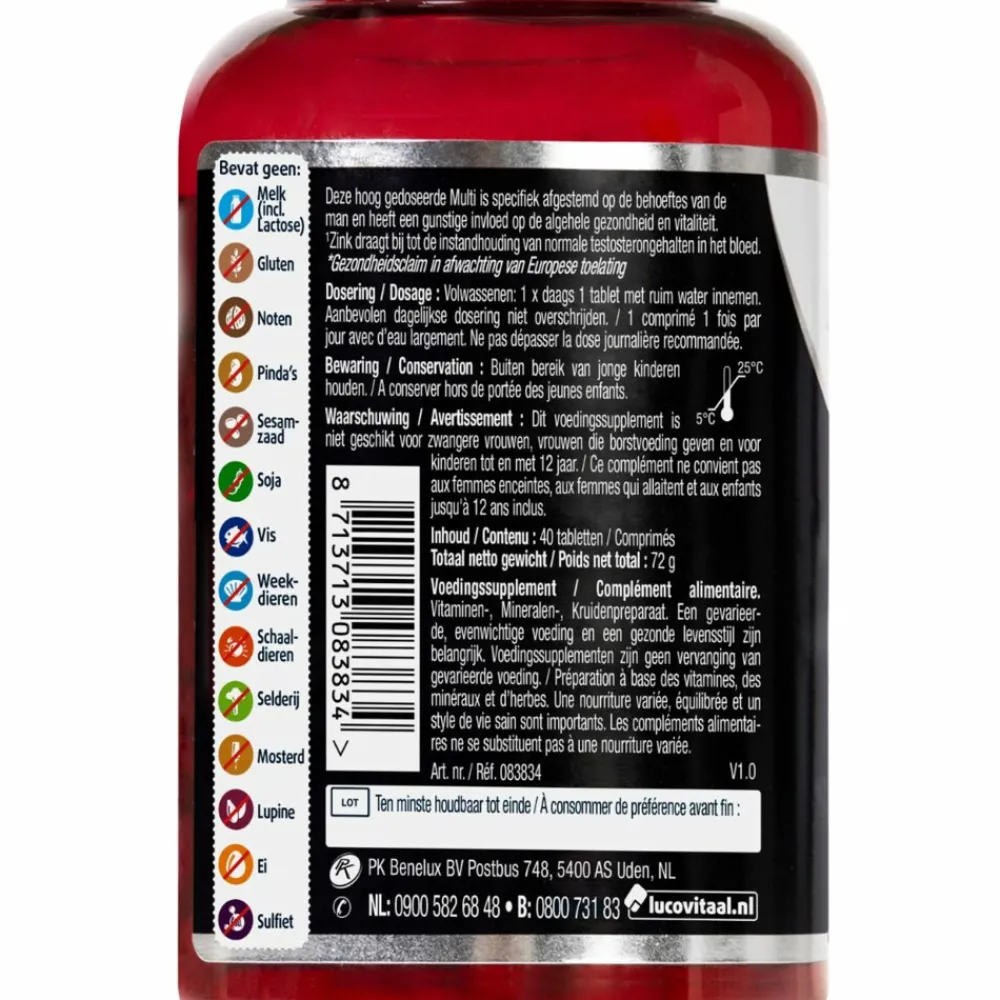 Vitaminen 50+<Lucovitaal 2x Multi Man Compleet 50+ Met Ginkgo Biloba 40 capsules