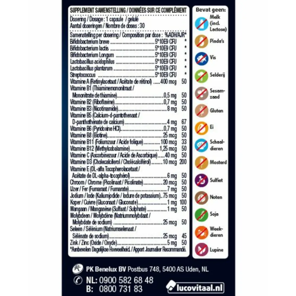 2x Probiotica Vitamine & Mineralen Complex 30 capsules^Lucovitaal Clearance