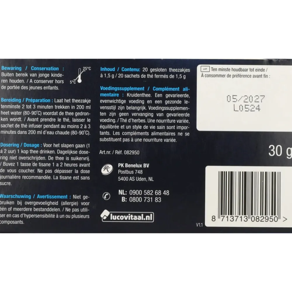 Thee<Lucovitaal 3x Slaap Thee Vegan 20 stuks