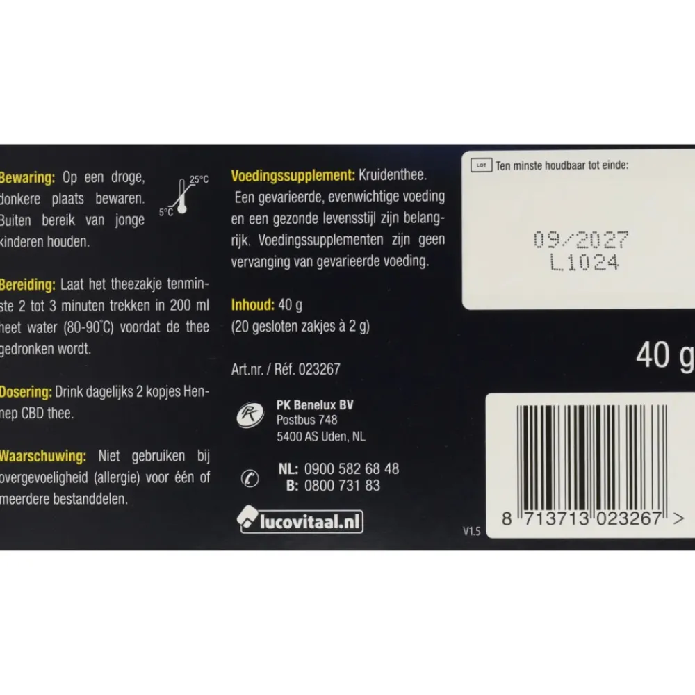 Discount 2x Thee Hennep CBD 20 stuks Thee