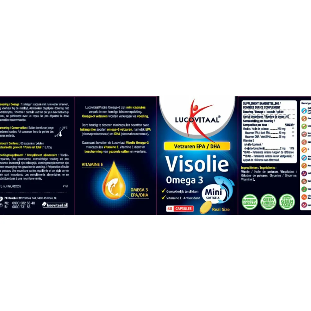 Hart, Bloed & Cholesterol|Speciale Bestanddelen<Lucovitaal 2x Visolie Omega 3 mini softgels 60 softgels