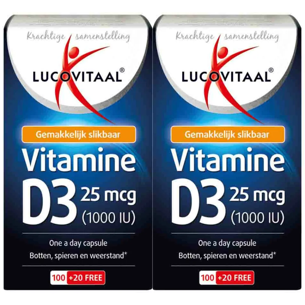 Vitaminen<Lucovitaal 2x Vitamine D3 25mcg 120 capsules