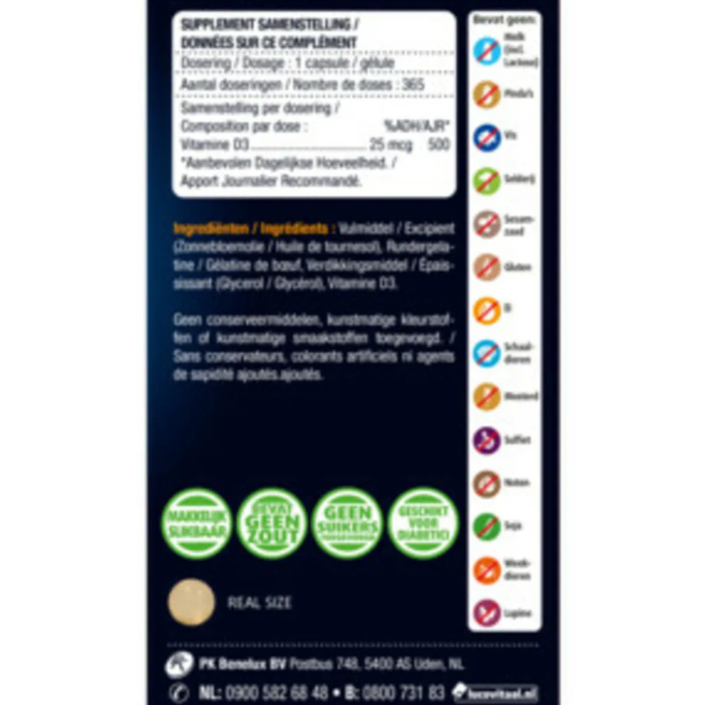 Clearance 2x Vitamine D3 25mcg 365 capsules Vitaminen