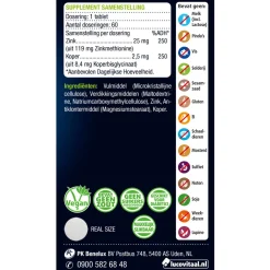 Hot 2x Zink Methionine & Koper 60 tabletten Mineralen