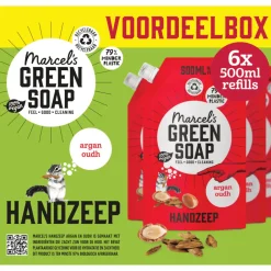 Online 6x Marcel's Green Soap Handzeep Argan & Oudh Navul Stazak 500 ml Handverzorging