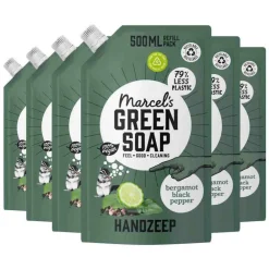 Best 6x Marcel's Green Soap Handzeep Bergamot & Black Pepper Navulling 500 ml Keukenartikelen