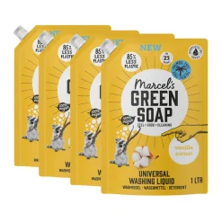 Wasmiddel<Marcels Green Soap 4x Marcel's Green Soap Wasmiddel Navul Vanille & Katoen 23 Wasbeurten 1 liter