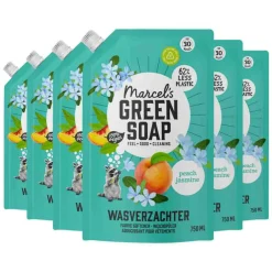 6x Marcel's Green Soap Wasverzachter Peach & Jasmine Navulling 750 ml^Marcels Green Soap Outlet